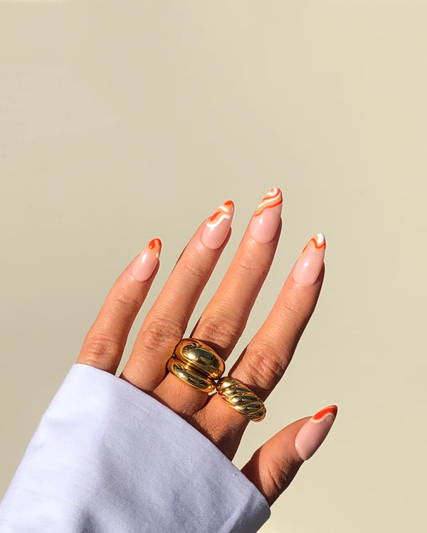 18k Gold Plated Dome Ring Set x3