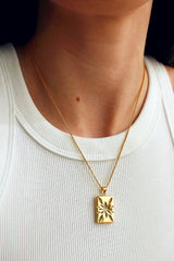 18k Gold Plated Rectangle Star Pendant Necklace