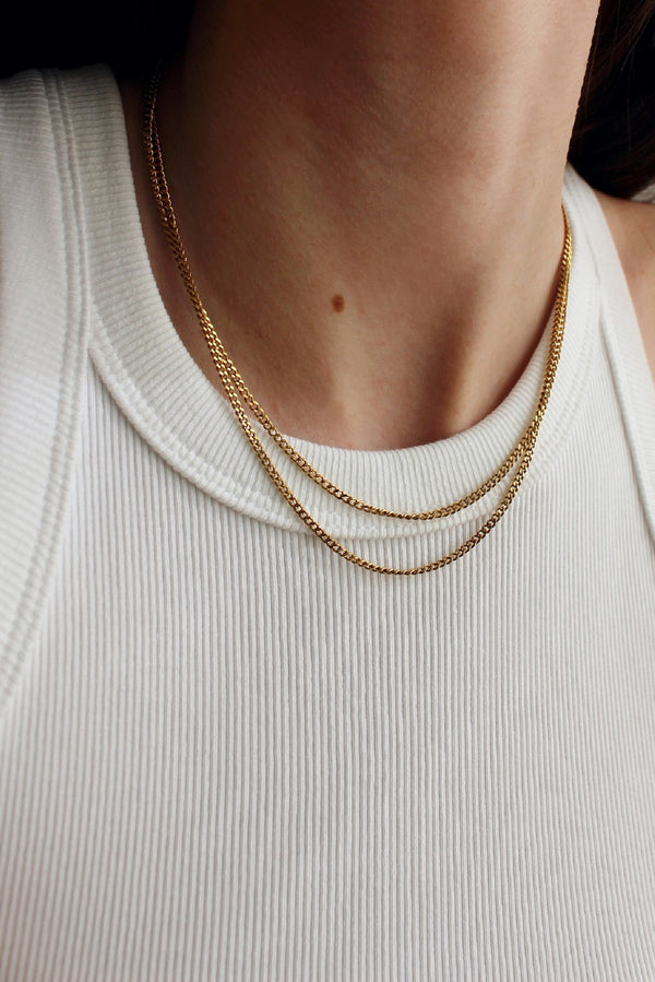 18k Gold Plated Barely There Thin Double Chain