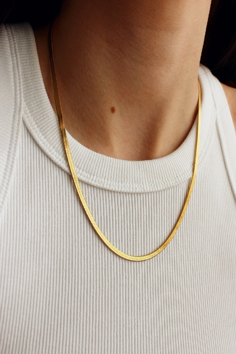 18k Gold Plated Thin Herringbone Chain