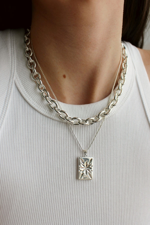 Sterling Silver Plated Chunky Chain Star Layering Set