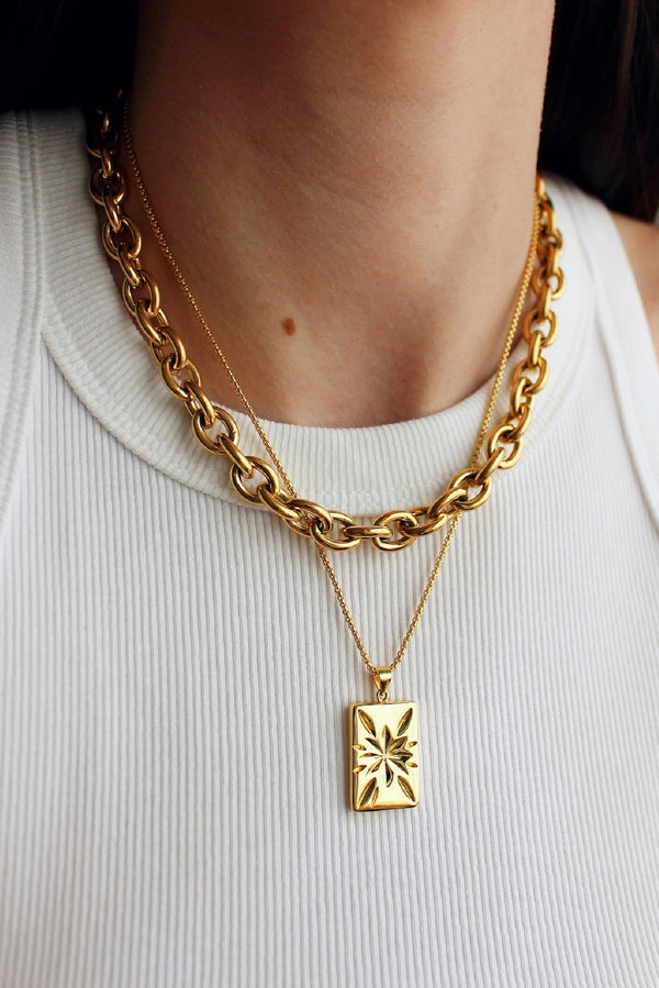 18k Gold Plated Chunky Chain Star Layering Set