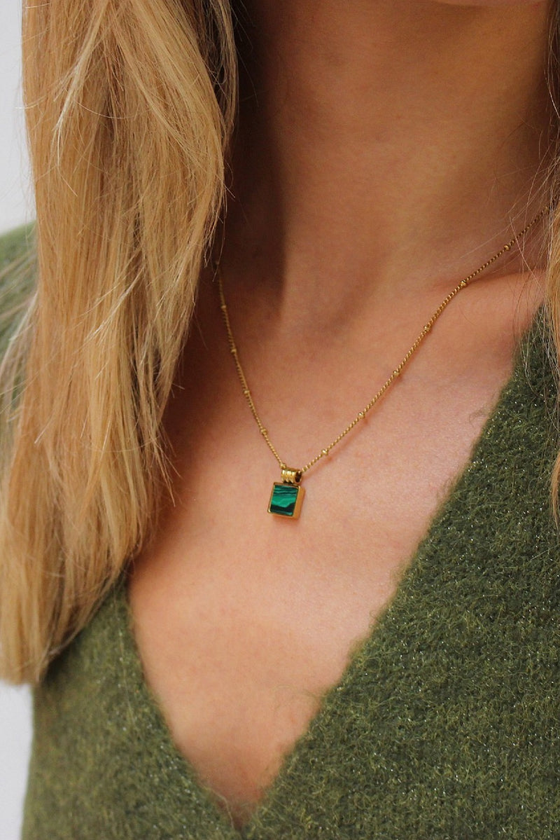 18k Gold Plated Green Pendant Necklace