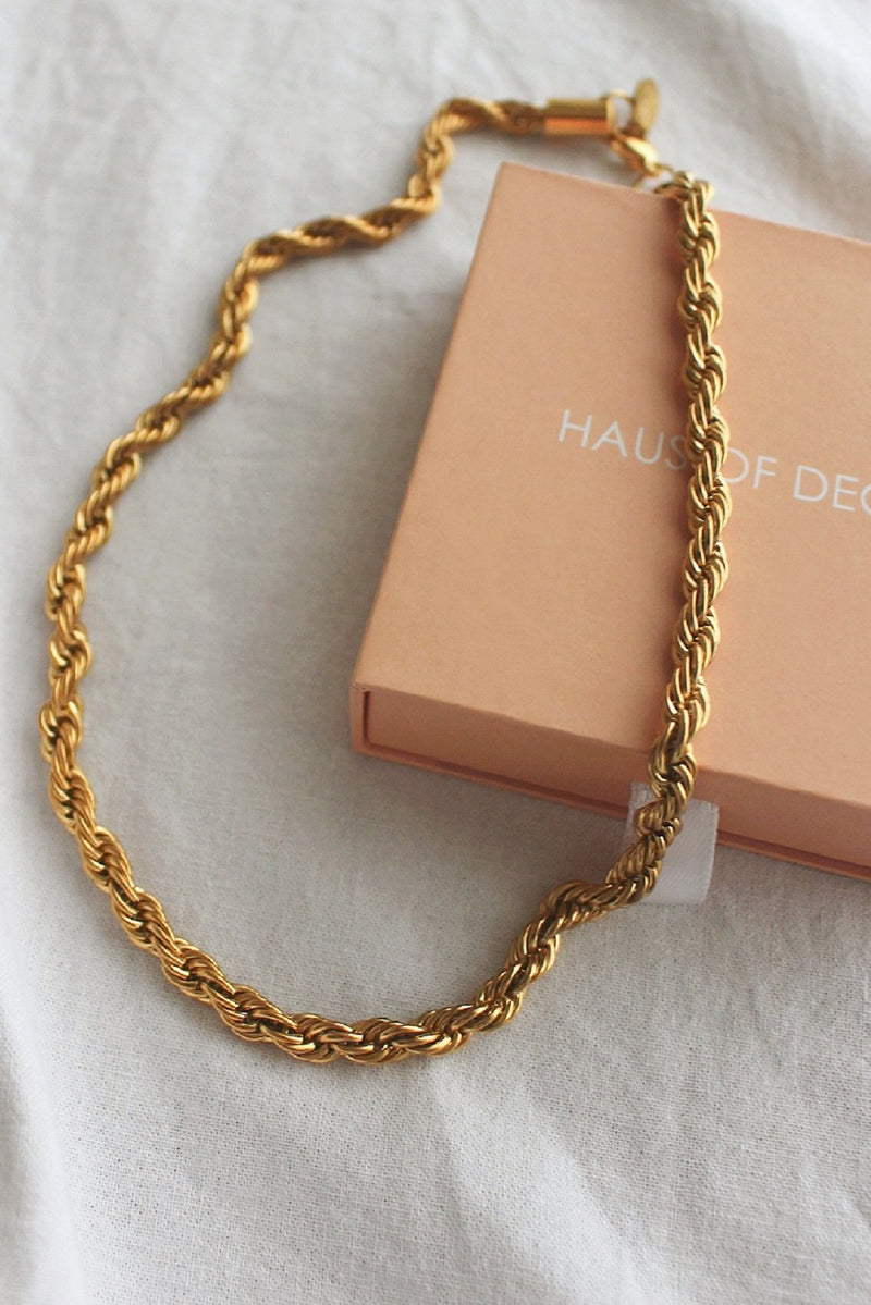 18k Gold Plated Rope Chain Necklace