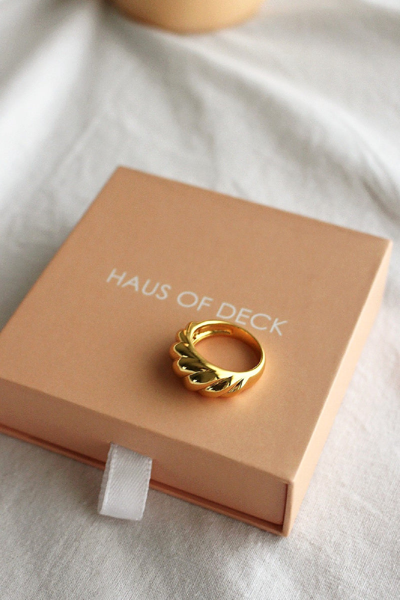 18k Gold Plated Baguette Dome Ring