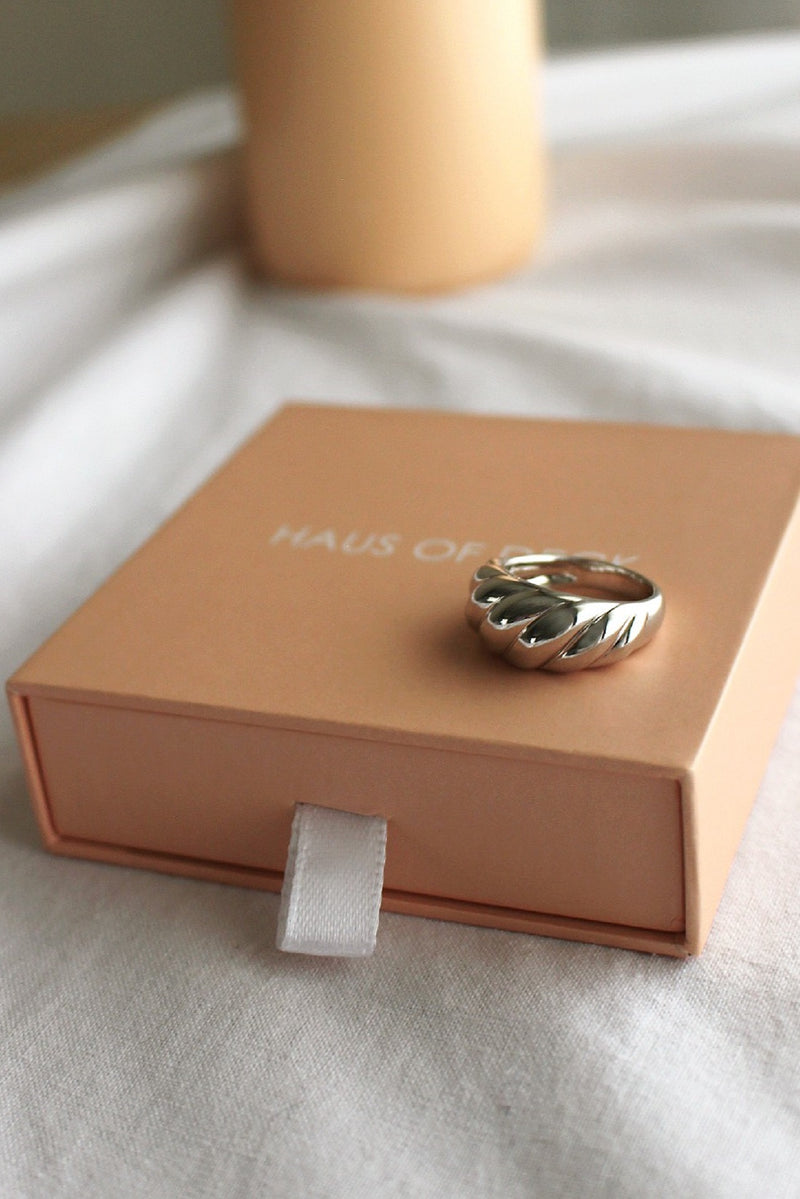 Sterling Silver Plated Baguette Dome Ring