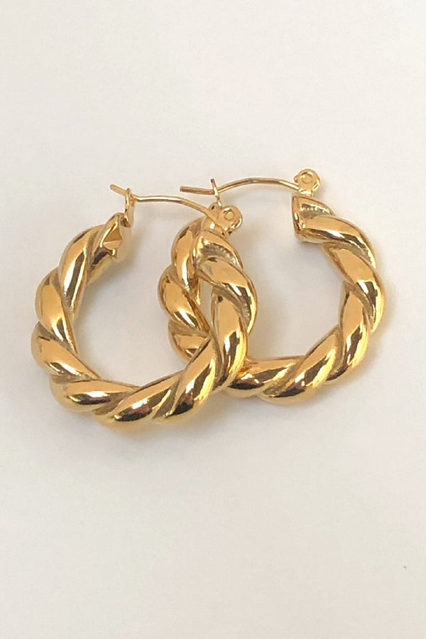 18k Gold Plated Braided Hoop Earrings