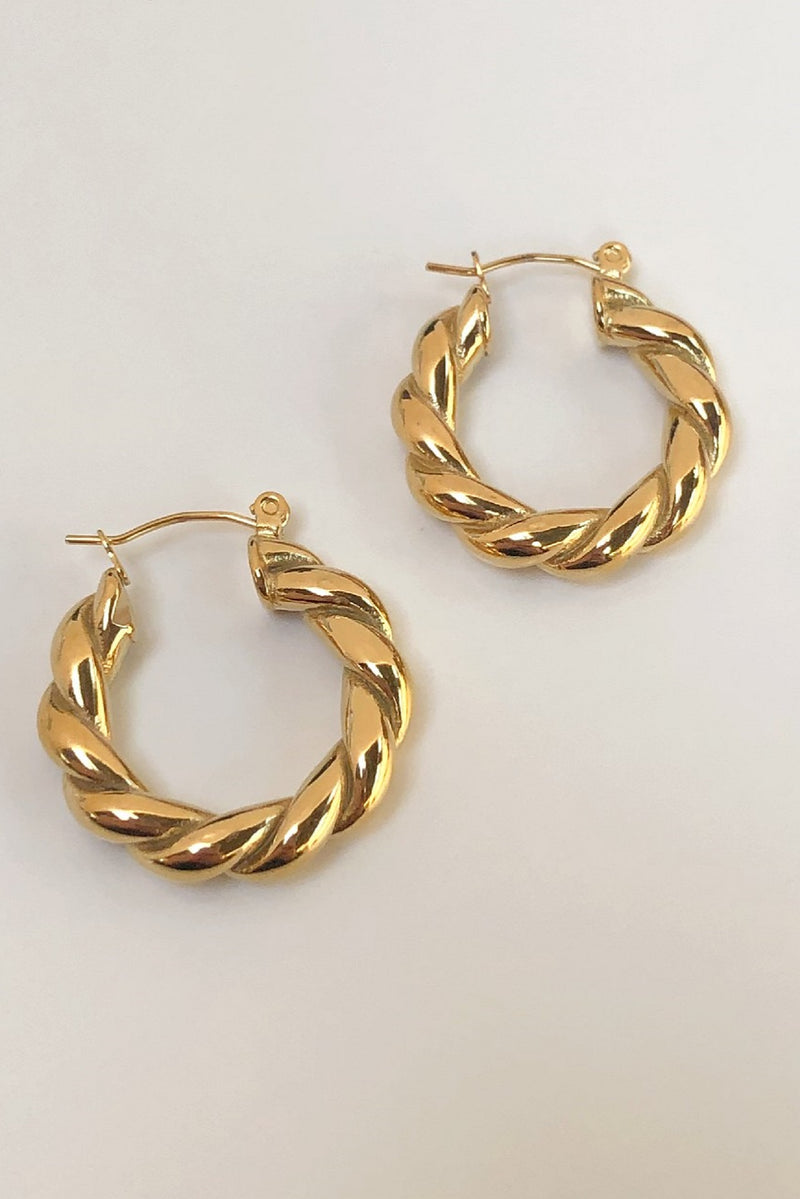 Braided gold hoop earrings hotsell