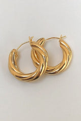 18k Gold Plated Twist Hoop Earrings