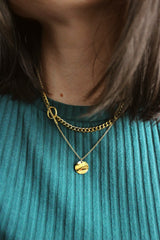 18k Gold Plated T-Bar Chain Pendant Layering Set