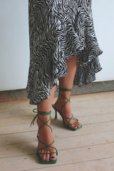 Black Zebra Print High Low Dress