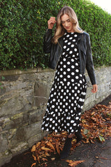 Black Polka Dot Tiered Dress