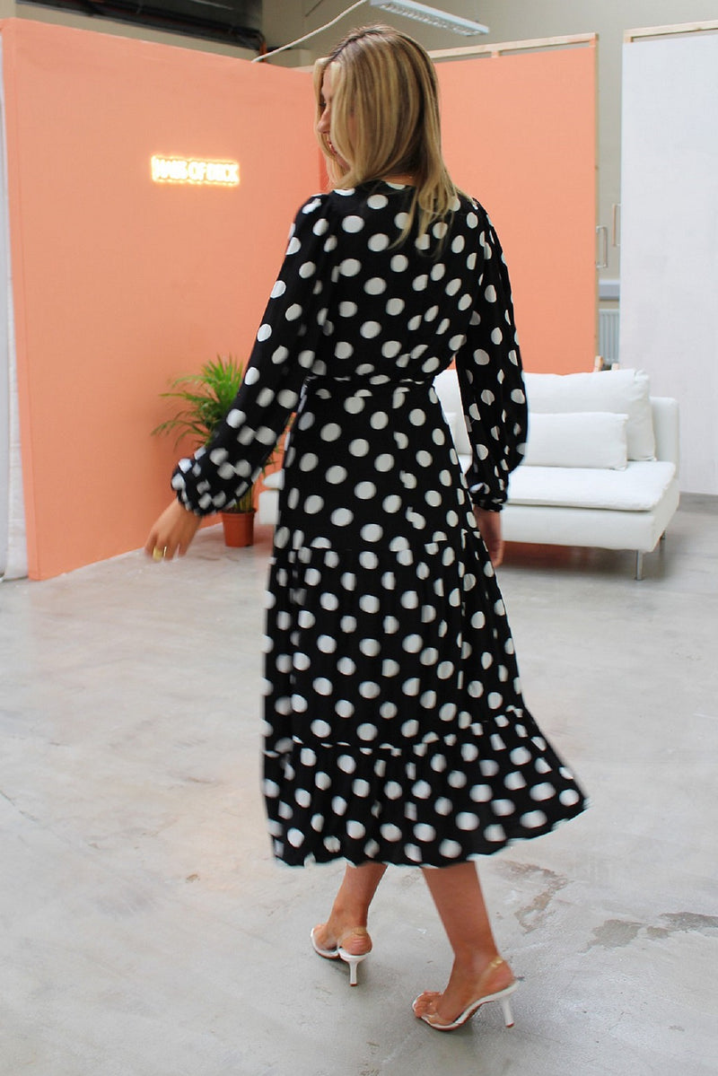 Black Polka Dot Tiered Dress