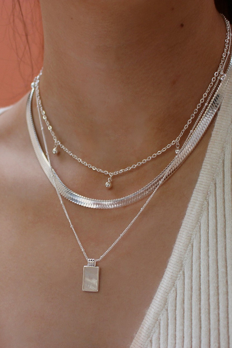 Sterling Silver Plated Triple Herringbone Layering Set