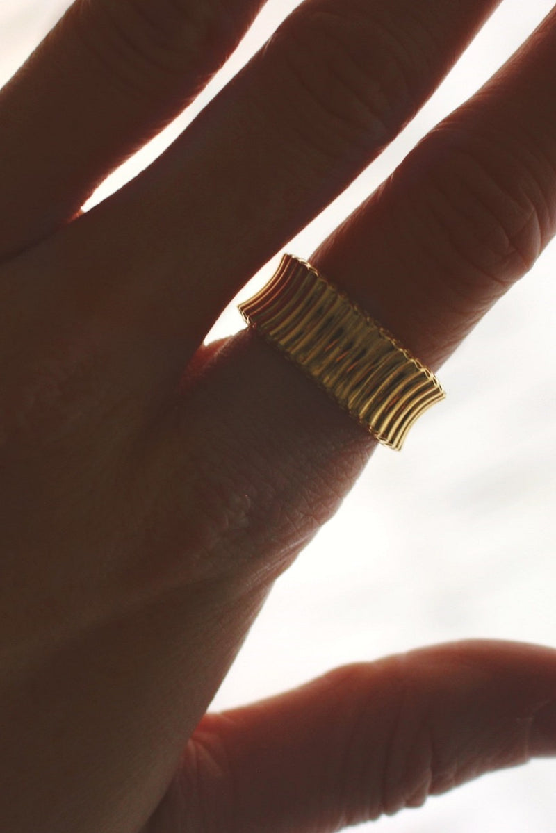 18k Gold Plated Chunky Ribbed Ring