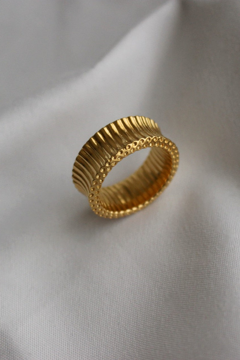 18k Gold Plated Chunky Ribbed Ring