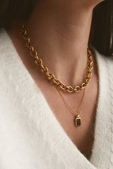 18k Gold Plated Chunky Chain Black Layering Set
