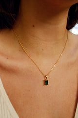 18k Gold Plated Dainty Green Pendant Necklace