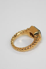 18k Gold Plated Black Ribbed Ring
