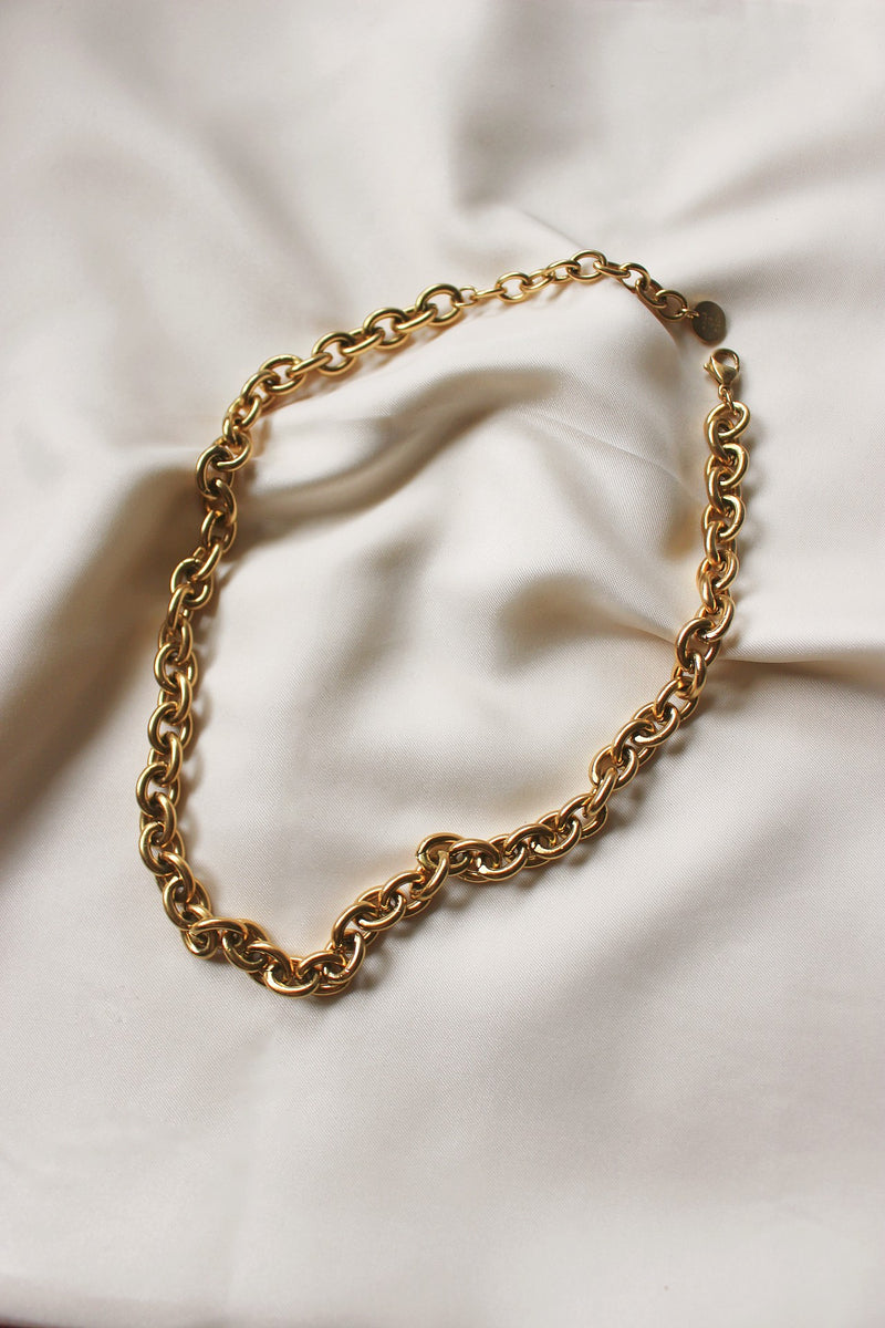 18k Gold Plated Chunky Chain Black Layering Set