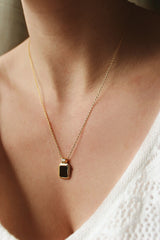 18k Gold Plated Black Pendant Necklace