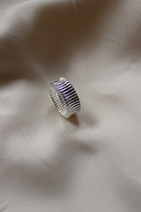 Sterling Silver Plated Chunky Ribbed Ring