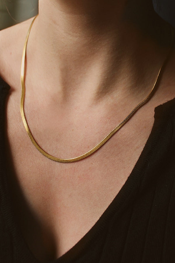 18k Gold Plated Thin Herringbone Chain