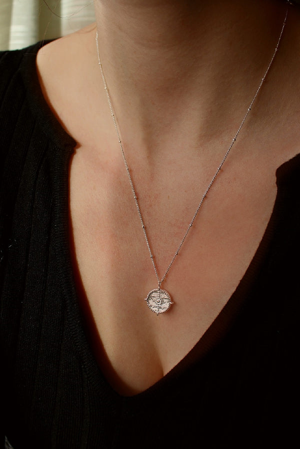 Sterling Silver Plated Medallion Pendant Necklace