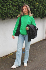 Green Chunky Cable Knit Jumper