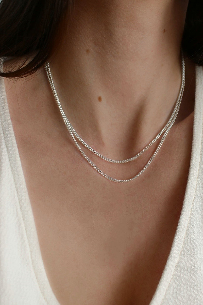 Sterling Silver Plated Barely There Double Chain