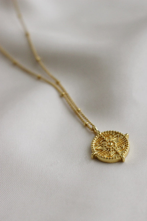 18k Gold Plated Medallion Pendant Necklace