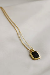 18k Gold Plated Black Pendant Necklace