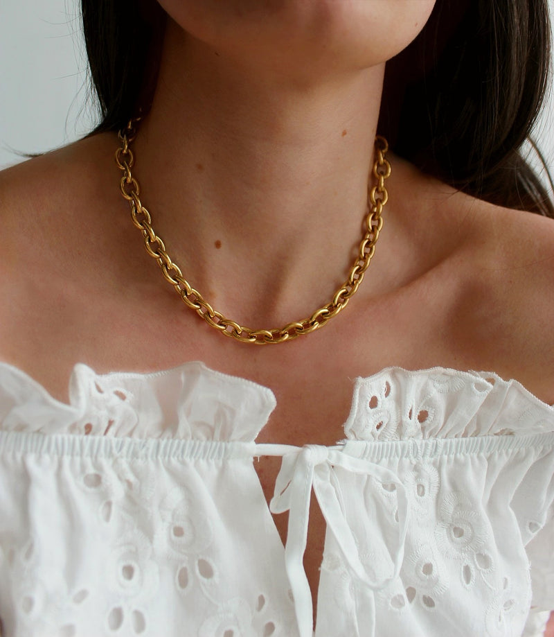 18k Gold Plated Chunky Chain Necklace