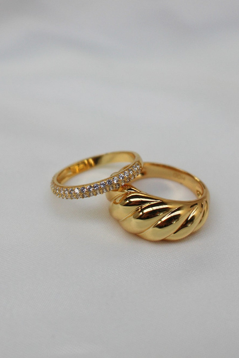 18k Gold Plated Sparkle Baguette Ring Set