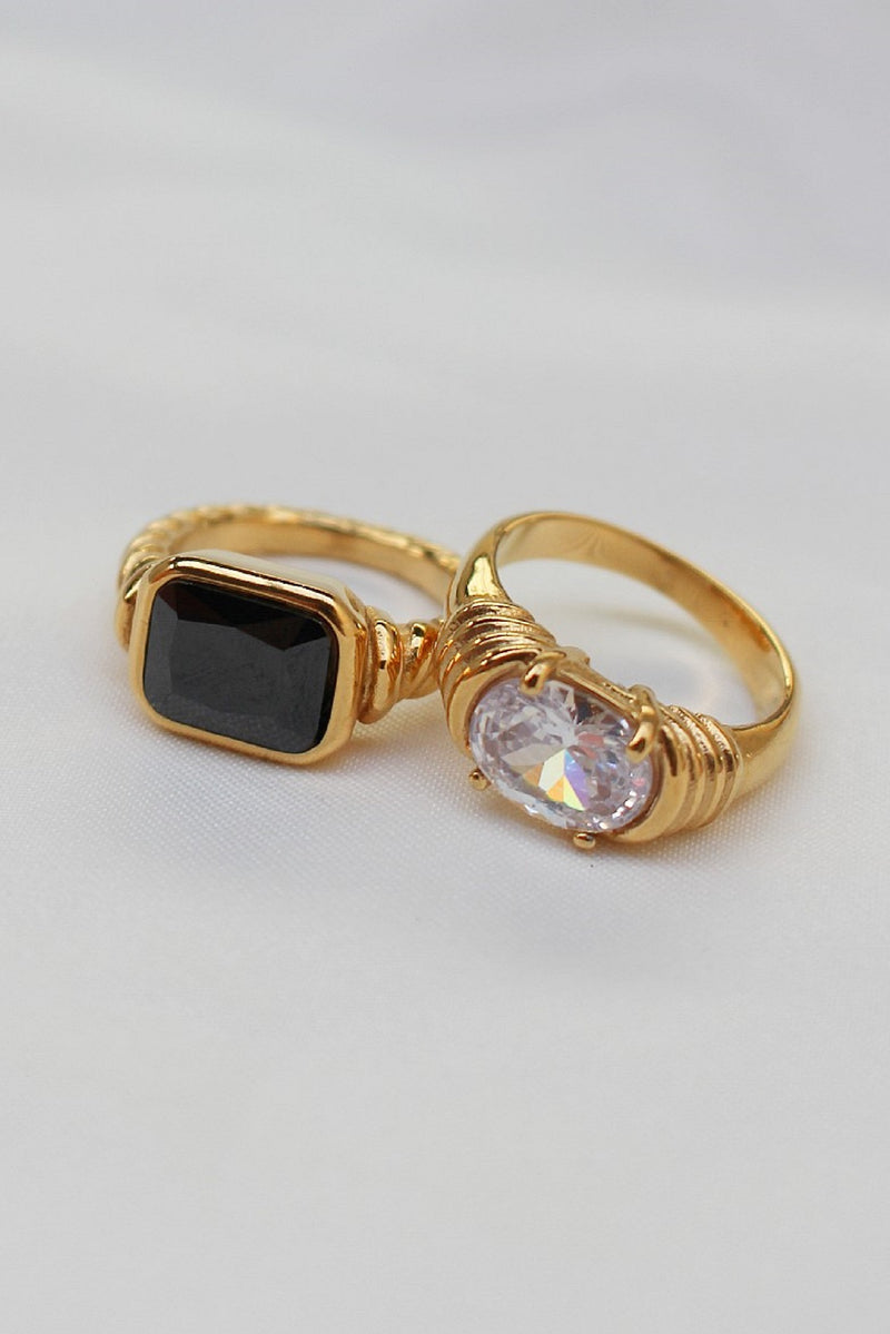 18k Gold Plated Gemstone Ring Set