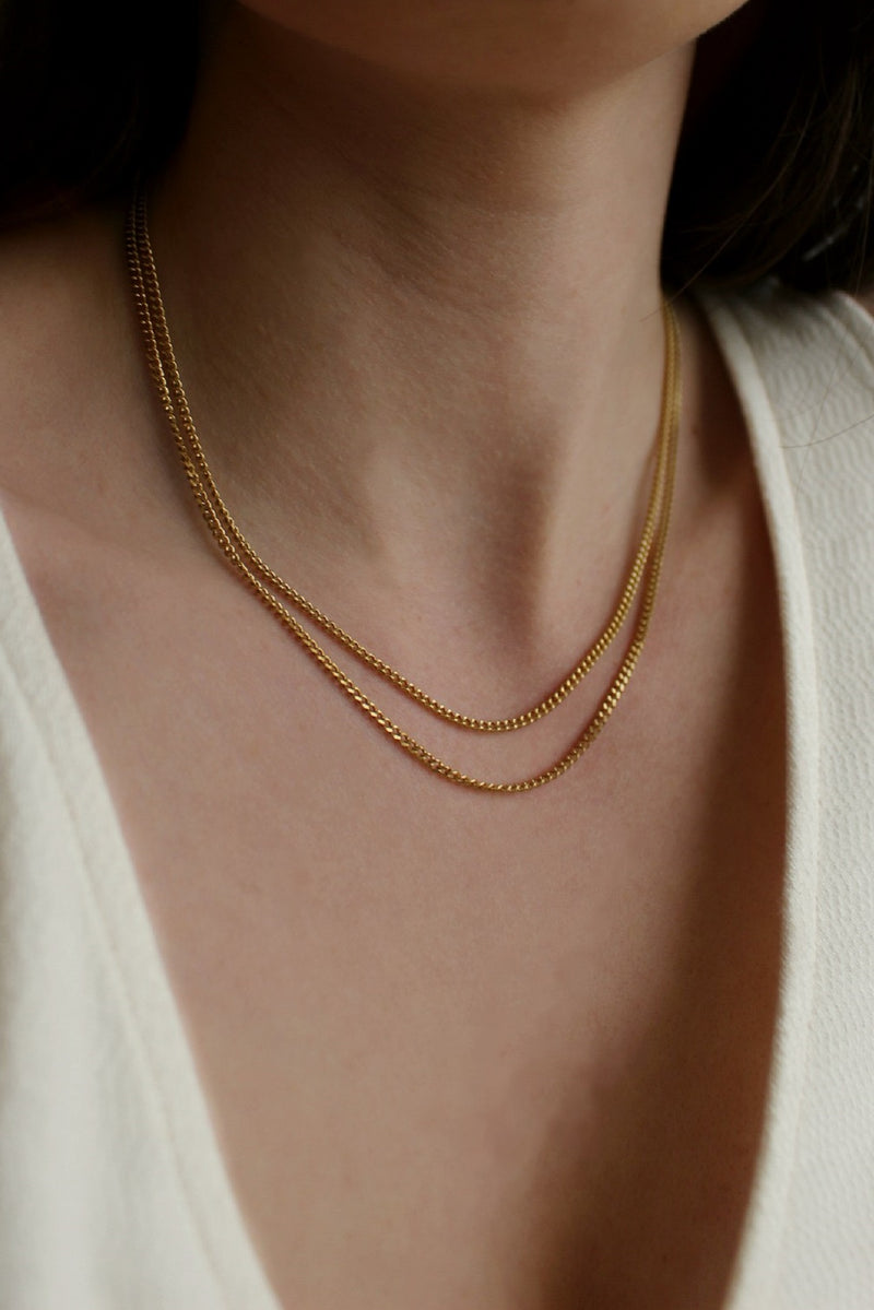 18k Gold Plated Barely There Thin Double Chain