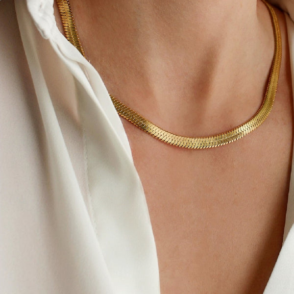18k Gold Plated Herringbone Chain