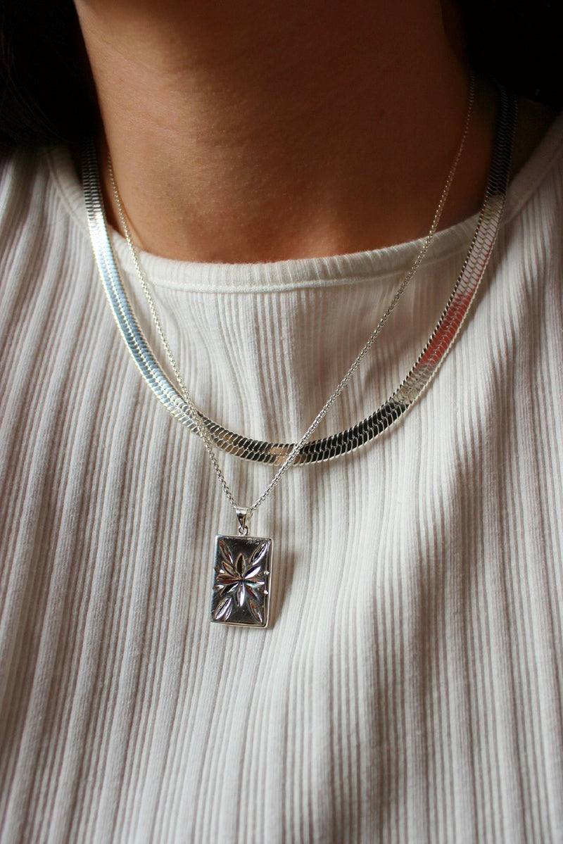 Sterling Silver Plated Herringbone & Star Layering Set
