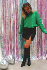 Green Chunky Cable Knit Jumper