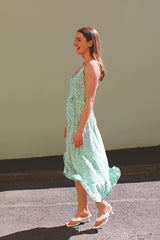 Light Green Leopard Print High Low Dress