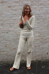 Beige Loungewear Top and Trouser Set