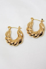18k Gold Plated Croissant Twist Hoop Earrings