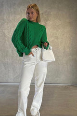 Green Chunky Cable Knit Jumper