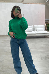 Green Chunky Cable Knit Jumper