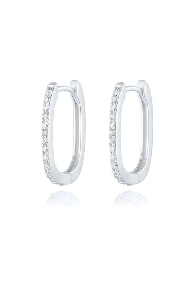 Sterling Silver Plated Long Huggie Hoop Earrings