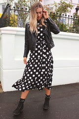 Black Polka Dot Tiered Dress HAUS OF DECK 