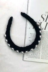 Black Velvet and Pearl Thick Hairband HAUS OF DECK 