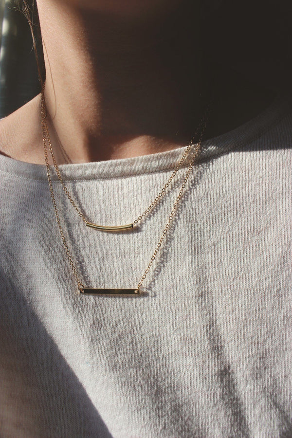 Gold Layered Double Bar Necklace HAUS OF DECK 