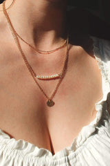 Gold Pearl And Circle Layer Necklace HAUS OF DECK 