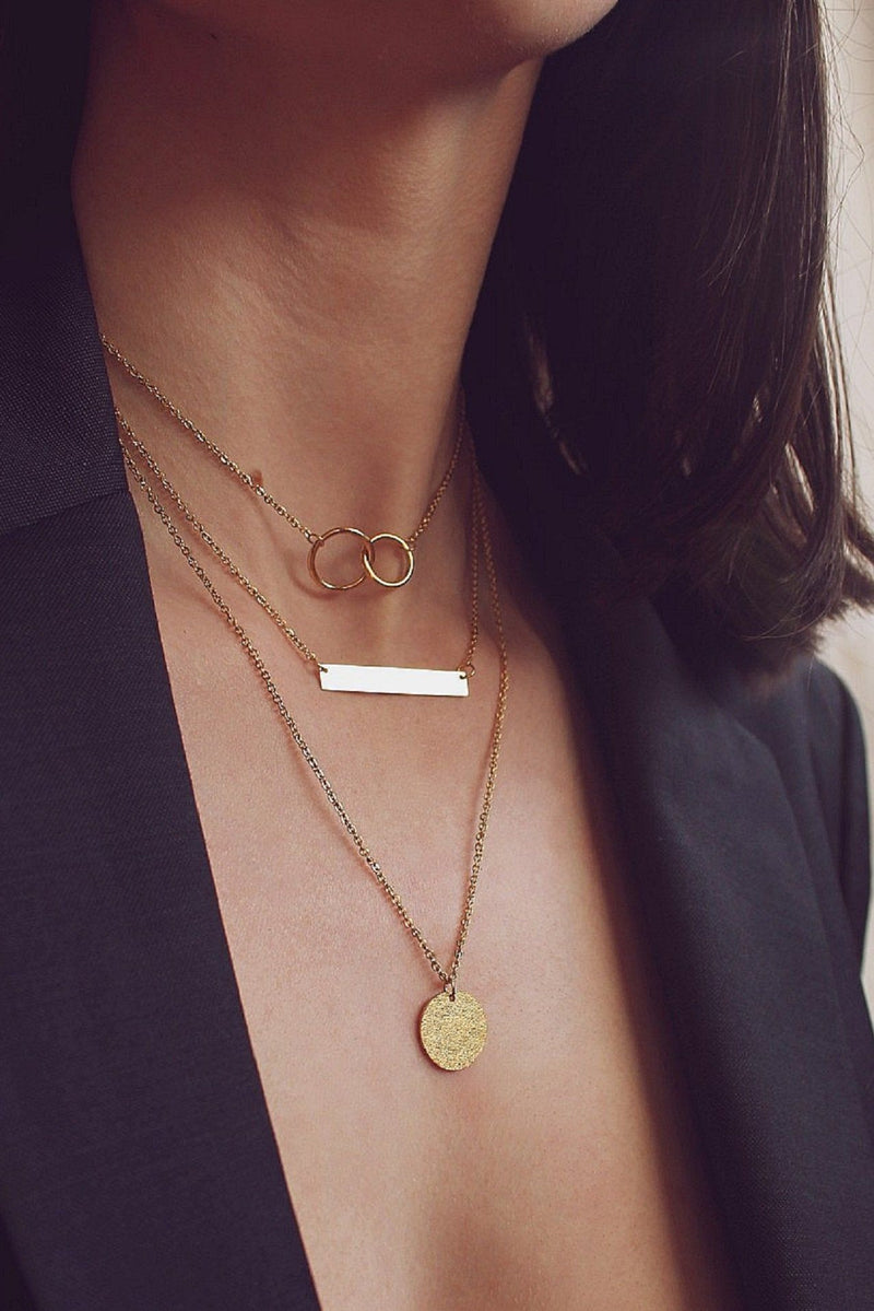 Layered 18k Gold Bar & Circle Necklace HAUS OF DECK 